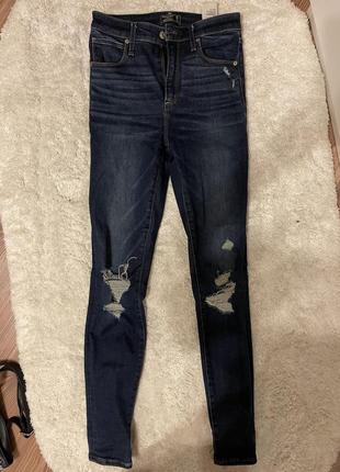 Темно-синие скинни джинсы abercrombie & fitch3 фото