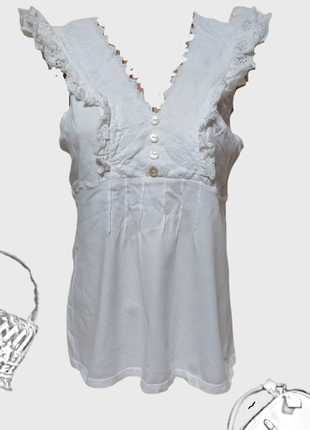 Стильная блуза натуральная хлопковая с воланами1 фото
