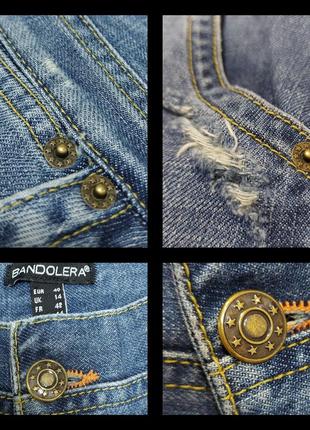 Bandolera джинсовые свободные шорты на болтах с декоративными рванками потёртостями9 фото