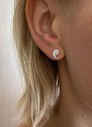 Серебряные пуссеты гвоздики, запятая, 925, серебро