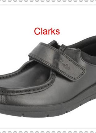 Р.33. 5  clarks  черные школьные кожаные туфли  оригинал