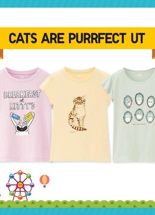 Детская футболка uniqlo, коллекция "cats are purrfect"6 фото