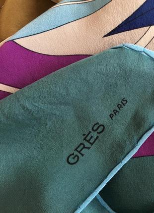 Шелковый платок шарф палантин от мадам gres paris винтаж шов рауль8 фото