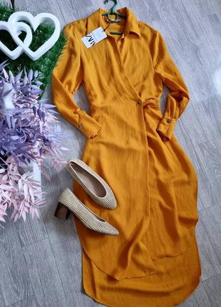 Міді плаття в багряному відтінку на запах з ідеальними розпорками збоку від zara4 фото
