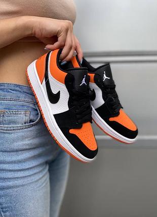 Nike air jordan low orange black white, женские кроссовки