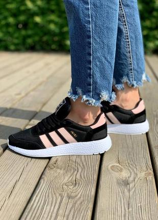 Adidas iniki runner boost black pink, женские кроссовки адидас иники8 фото