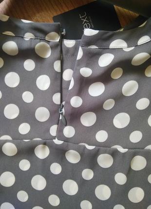 Трендовая серая блузка блуза в белый горох бренда next р. uk 124 фото