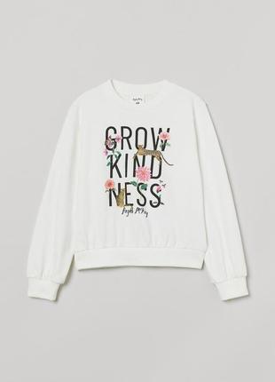 10-12/12-14/14+ лет h&m новый фирменный свитшот батник с принтом grow kindness3 фото