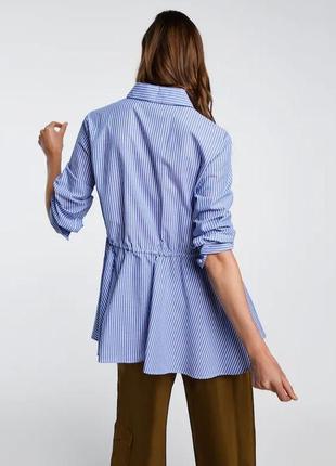 Блузка рубашка из поплина в полоску талия-завязки длинный рукав р. 6-8 zara2 фото