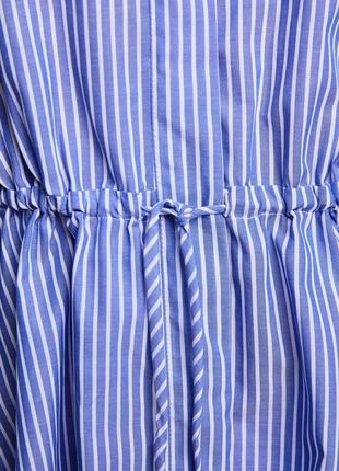 Блузка рубашка из поплина в полоску талия-завязки длинный рукав р. 6-8 zara6 фото