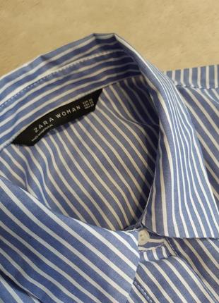Блузка сорочка з попліну в смужку талія-зав'язки довгий рукав р. 6-8 zara10 фото