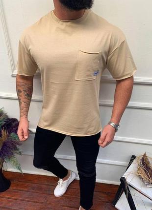 Стильная мужская хлопковая футболка оверсайз с карманом на груди