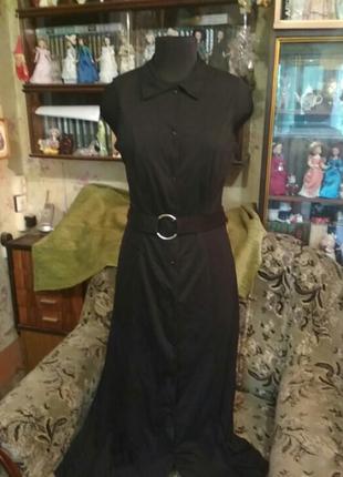 Довге чорне літнє плаття-халат з трикотажу bonprix