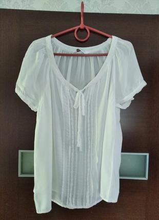 Белая воздушная натуральная блузка, блуза, блузон, футболка, рубашка 46-48 р.