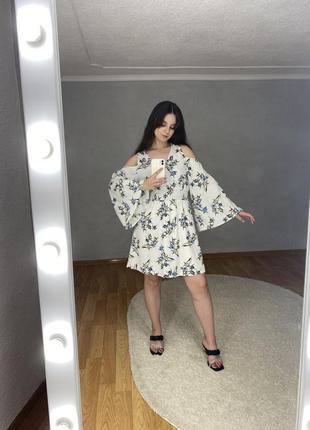 Літній біле плаття в квіточку
