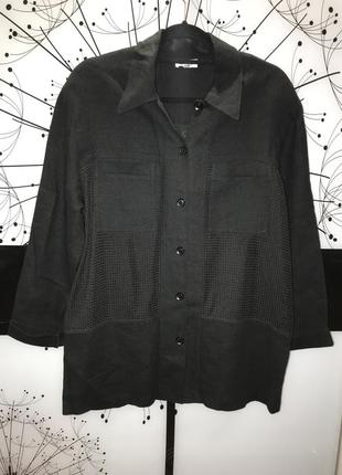 Очень красивый чёрный пиджак 50% лён /50 % вискоза