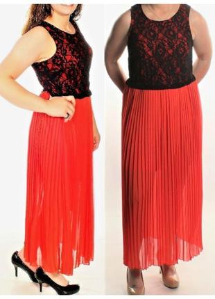 Красно- черное платье юбка гофрэ, разм. m, полномерит3 фото