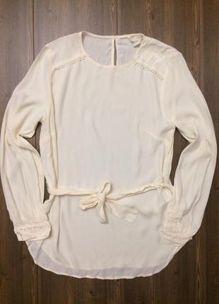 Ошатна молочна блуза h&m з поясом на поясі, нова з біркою розпродаж залишків!2 фото