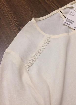 Ошатна молочна блуза h&m з поясом на поясі, нова з біркою розпродаж залишків!5 фото