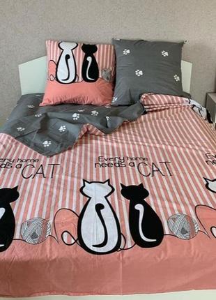 Комплект постельного белья "котики", полуторный, двуспальный, евро, семейный, 100% хлопок1 фото
