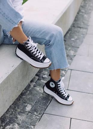 Кросівки converse run star hike hi black white gum