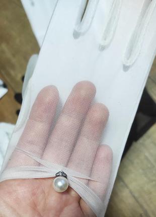 Перчатки свадебные женские прозрачные жемчуг белые для танцев выпускной вечерние сетчатые5 фото