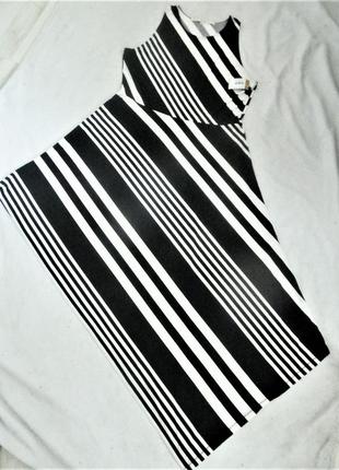 Чорно-біле плаття в смужку а-силует асиметричне на 48-50 рр7 фото