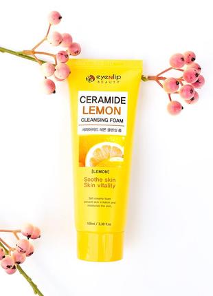 Пінка для вмивання з екстрактом лимона eyenlip ceramide lemon cleansing foam1 фото