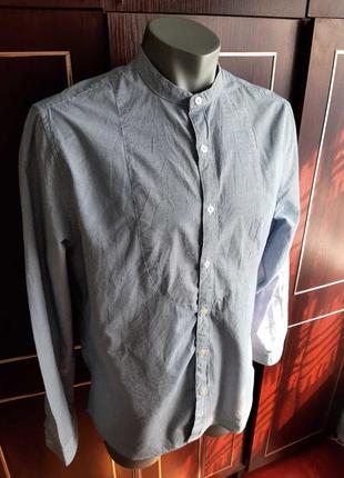 Мужская рубашка без воротника racing green котон 100%. размер 48-50.