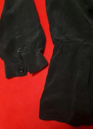 Шелковая удлиненная  черная блузка блуза с длинным рукавом р 383 фото