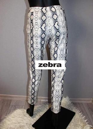 Стильні штани штани zebra анімалістичний зміїний принт змія щільний бархатистий матеріал чорний білий4 фото