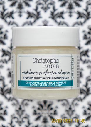 Очищаюча паста скраб для шкіри голови christophe robin cleansing purifying scrub with sea salt 40 мл1 фото