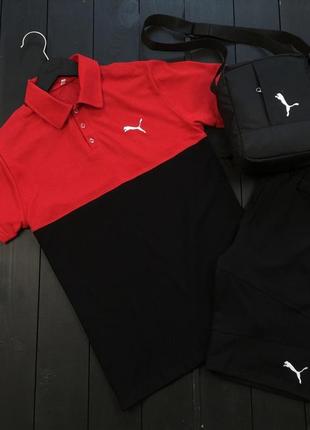 Мужской трикотажный спортивный костюм + барсетка Shoes puma поло шорты