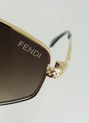 Окуляри в стилi fendi жіночі сонцезахисні окуляри модні вузькі коричневий градієнт в золотому металі9 фото