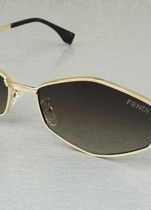 Окуляри брендові жіночі сонцезахисні окуляри модні вузькі коричневий градієнт в золотому металі