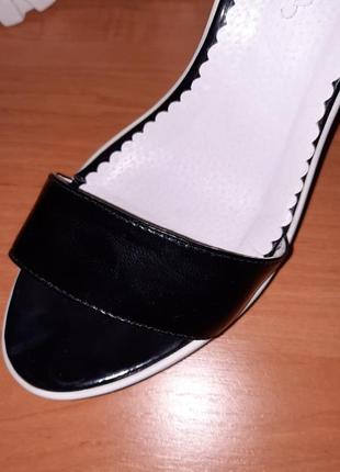 Кожаные босоножки la rosa на каблуках, черно-белая классика, 37 размер6 фото