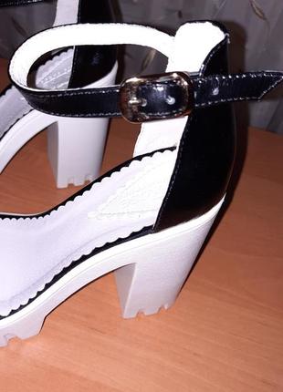 Кожаные босоножки la rosa на каблуках, черно-белая классика, 37 размер7 фото