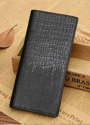 Мужской кожаный шкіряний кошелек гаманець портмоне клатч из натуральной кожи под рептилию3 фото