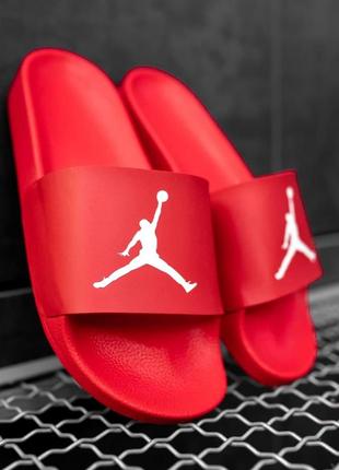 Шлепанцы мужские jordan red снижка / мужские тапочки красные скидка sale2 фото