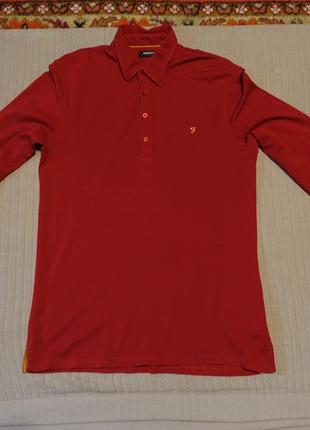 Яскраво-червона футболка-поло з довгим рукавом farah vintage. англія. l.