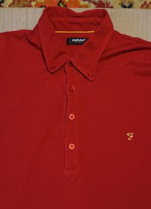 Ярко-красная футболка-поло с длинным рукавом farah vintage. англия. l.2 фото