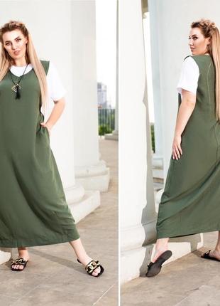 Платье имитация сарафана длинное в пол свободного кроя1 фото