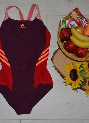 10 - 14 лет фирменный спортивный цельный слитный купальник девочке моднице adidas адидас оригинал