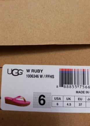 Ugg ruby шикарные модные вьетнамки на танкетке шлепки шлепанцы летние пляжные6 фото