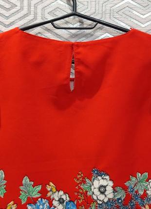 Шикарна червона блузка з квітковим принтом zara7 фото