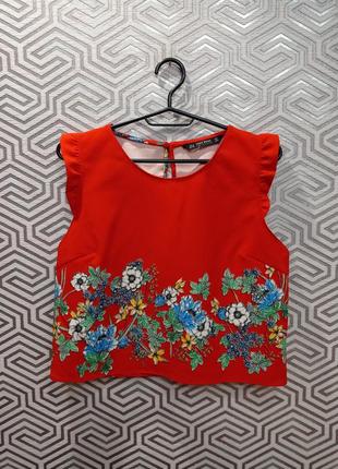 Шикарна червона блузка з квітковим принтом zara3 фото