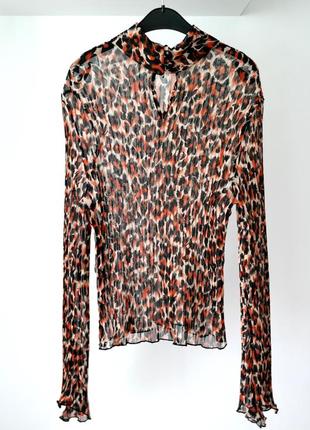 Lestere італія блузка жіноча з гарним комірцем тканина "гофре" шифон бежева/чёрна/терракотова