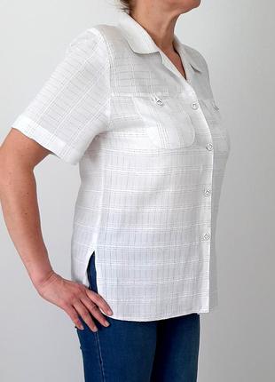 Maste красивая блузка рубашка летняя белая с коротким рукавом вискоза женская4 фото