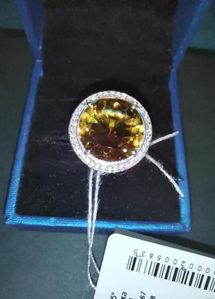 Кольцо, новое, серебро, 925, султанит (диаспор), фианиты. 16.5 и 18