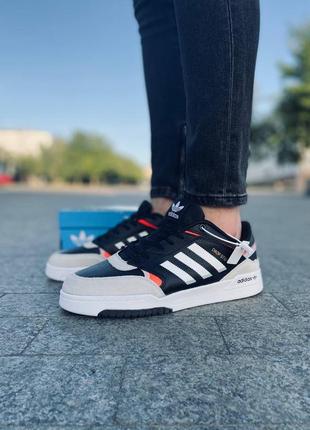Стильные мужские кроссовки кеды демисезонные adidas prices drop step черные кожаные